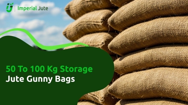 Stacked jute gunny bags for 50 to 100 kg storage by Imperial Jute