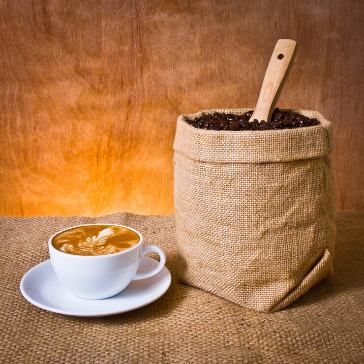 coffe bag with a cup of coffe