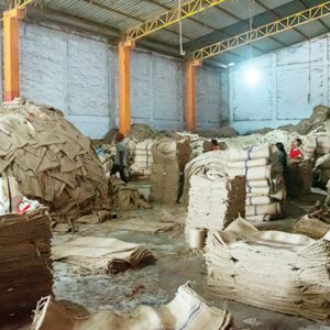 "Jute sack sorting in the factory"