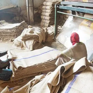 "finished fabric after processing jute"