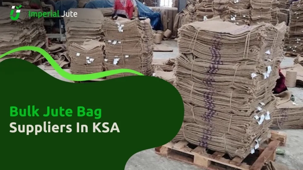 Stacked jute bags ready for bulk supply in KSA.