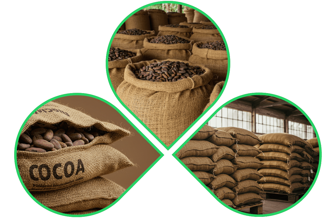 cocoa beans store in cocoa jute bags