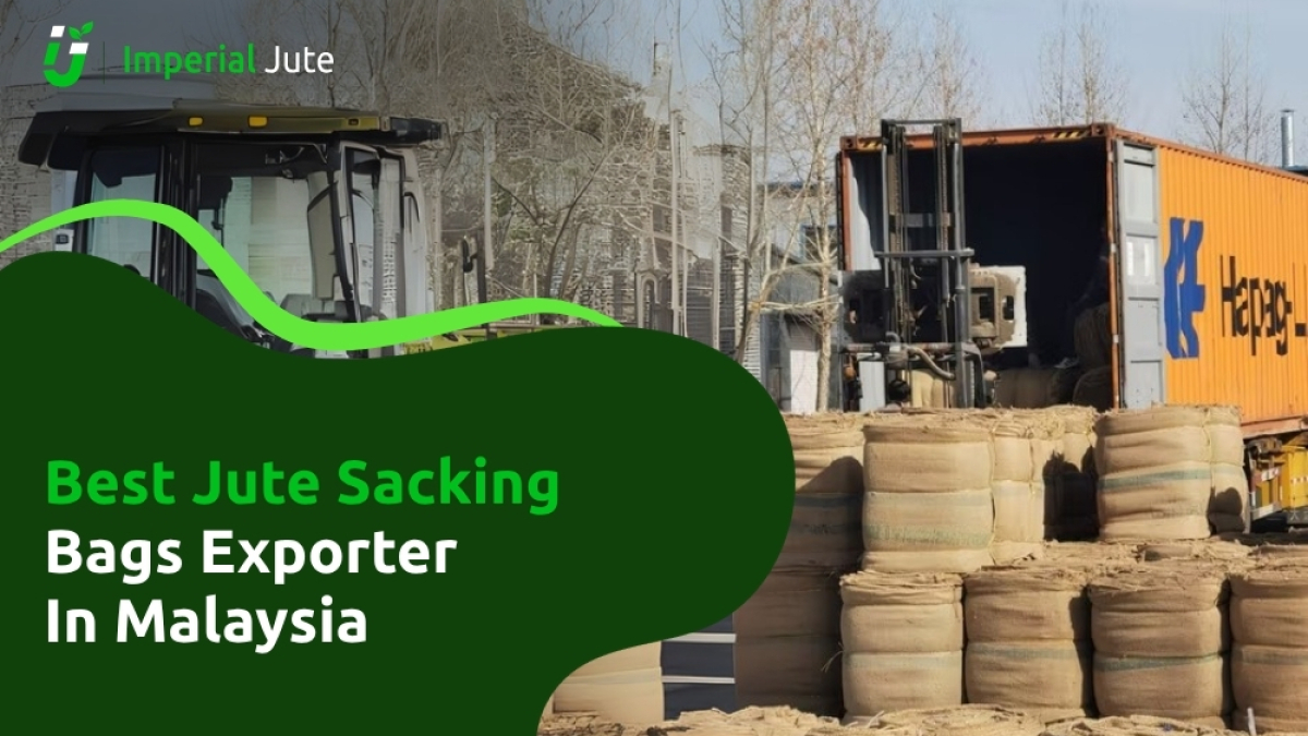 Jute sacking bags being loaded for export in Malaysia