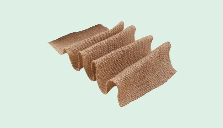 Flexible hessian jute fabric strips for eco-friendly craft and packaging applications.