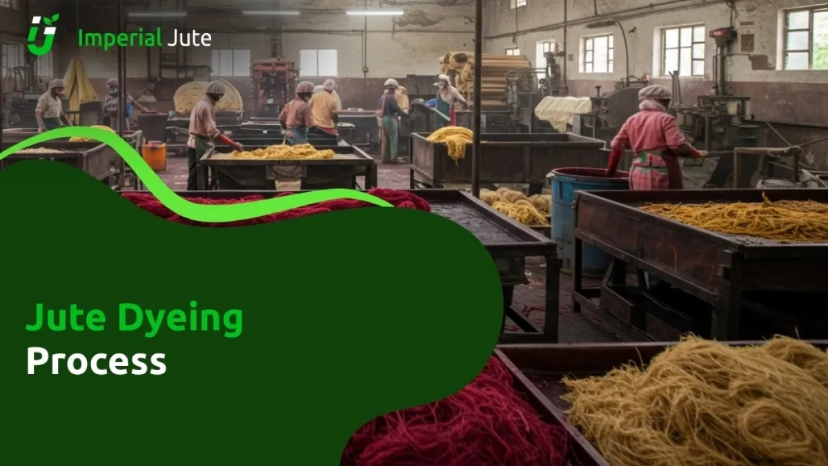 Workers dyeing jute fibers in a processing factory.