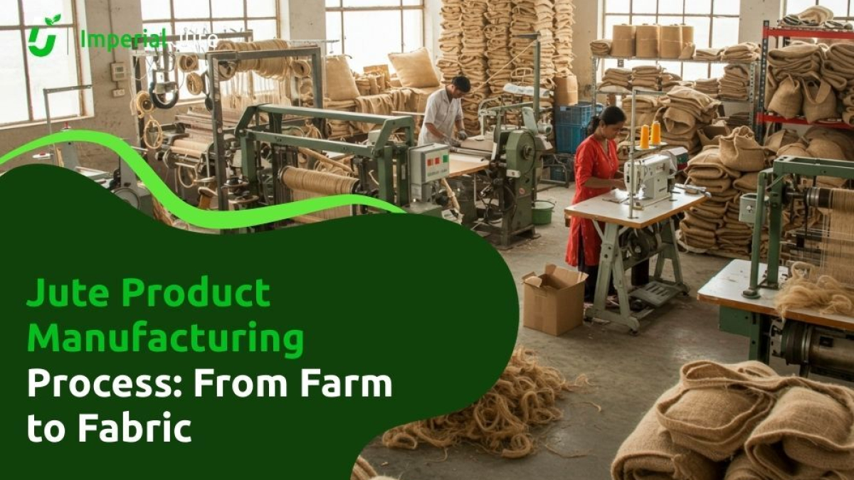 Jute manufacturing process inside Imperial Jute factory – stitching, processing, and packaging eco-friendly jute products"